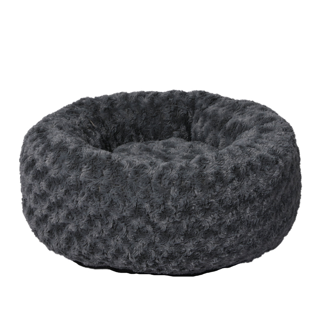 PaWz Calming Dog Bed Warm Soft Plush Pet Cat Cave Washable Portable Dark Grey S