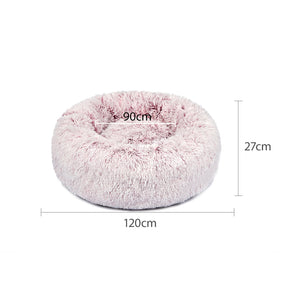 PaWz Pet Bed Cat Dog Donut Nest Calming Mat Soft Plush Kennel Pink Size XXL