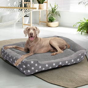 PaWz Pet Dog Cat Bed Deluxe Soft Cushion Lining Warm Kennel Grey Star XL