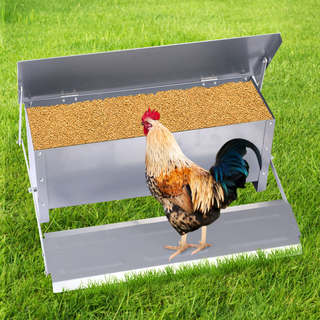 Automatic Chicken Feeder Self Open Poultry Alumnium Treadle 10KG Capacity Outdoor