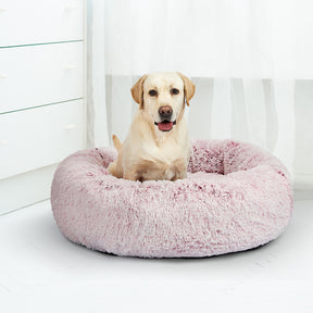 PaWz Pet Bed Cat Dog Donut Nest Calming Mat Soft Plush Kennel Pink Size XXL